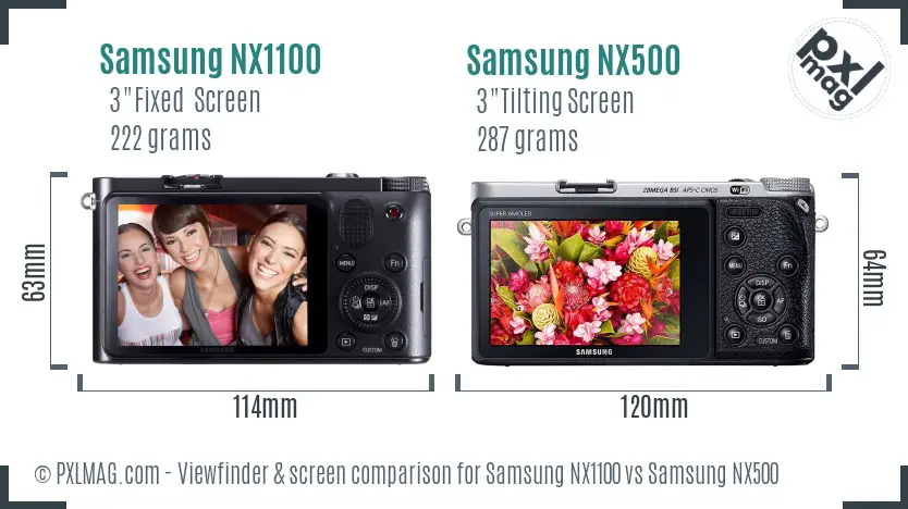 Samsung NX1100 vs Samsung NX500 Screen and Viewfinder comparison