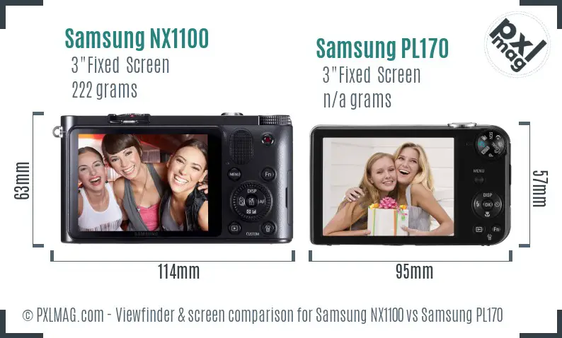 Samsung NX1100 vs Samsung PL170 Screen and Viewfinder comparison