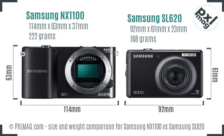 Samsung NX1100 vs Samsung SL620 size comparison