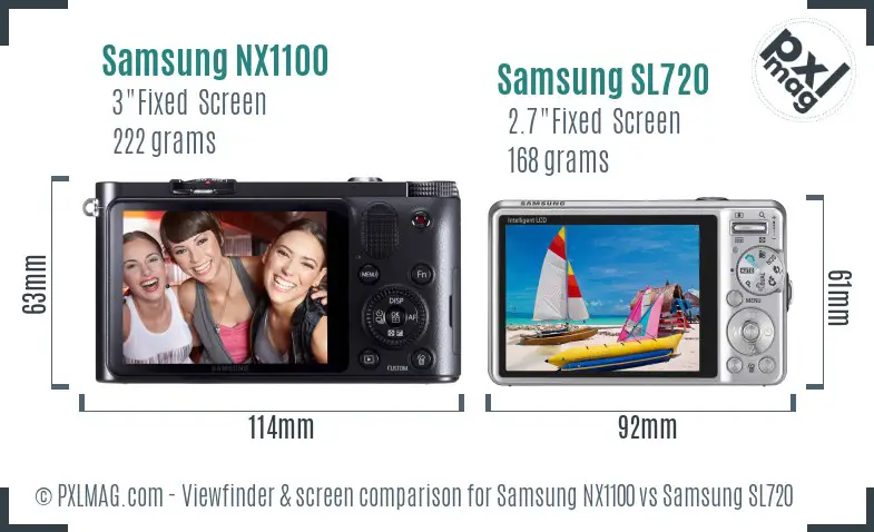 Samsung NX1100 vs Samsung SL720 Screen and Viewfinder comparison Samsung NX1100 vs Samsung SL720 Screen and Viewfinder comparison