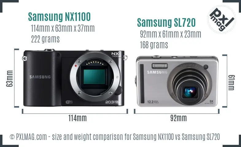 Samsung NX1100 vs Samsung SL720 size comparison Samsung NX1100 vs Samsung SL720 size comparison
