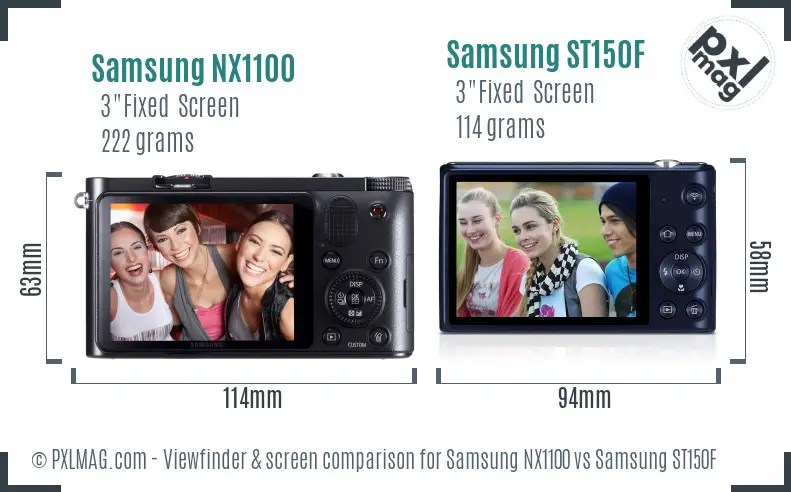 Samsung NX1100 vs Samsung ST150F Screen and Viewfinder comparison