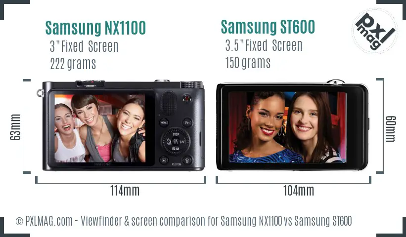 Samsung NX1100 vs Samsung ST600 Screen and Viewfinder comparison