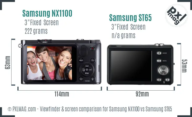 Samsung NX1100 vs Samsung ST65 Screen and Viewfinder comparison