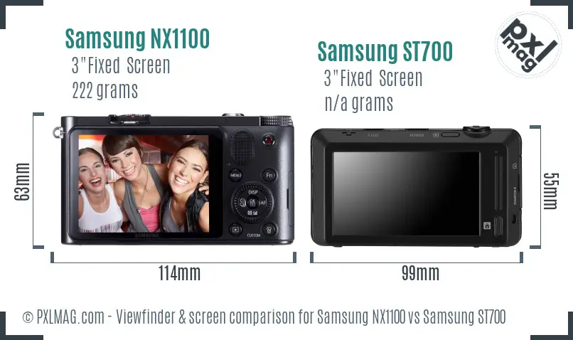 Samsung NX1100 vs Samsung ST700 Screen and Viewfinder comparison