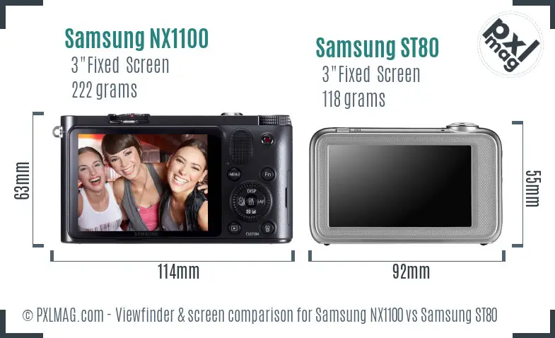 Samsung NX1100 vs Samsung ST80 Screen and Viewfinder comparison