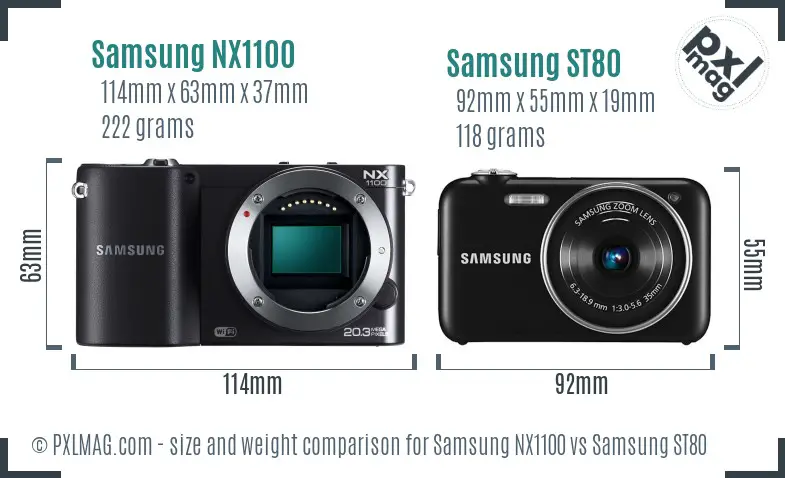 Samsung NX1100 vs Samsung ST80 size comparison