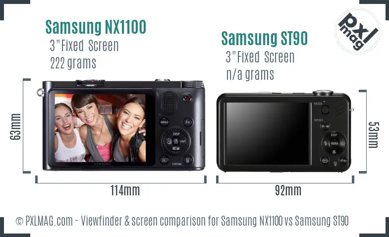 Samsung NX1100 vs Samsung ST90 Screen and Viewfinder comparison