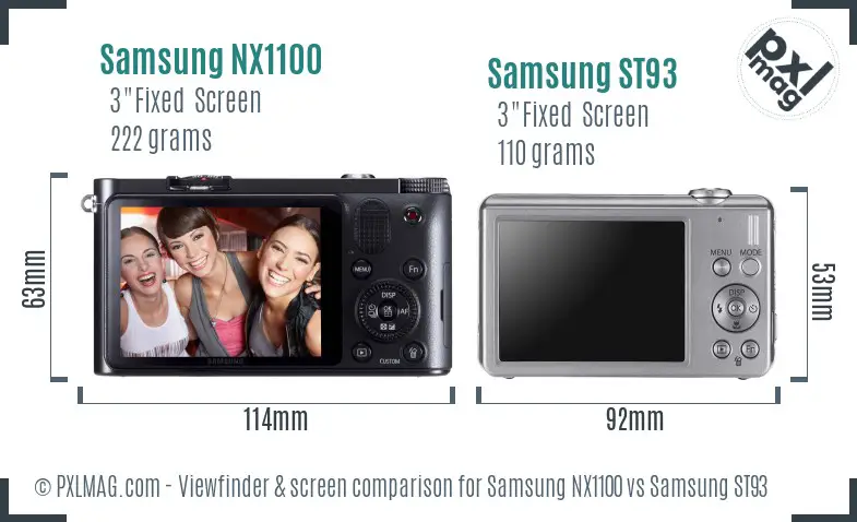 Samsung NX1100 vs Samsung ST93 Screen and Viewfinder comparison Samsung NX1100 vs Samsung ST93 Screen and Viewfinder comparison