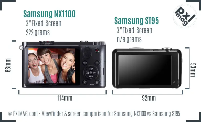 Samsung NX1100 vs Samsung ST95 Screen and Viewfinder comparison