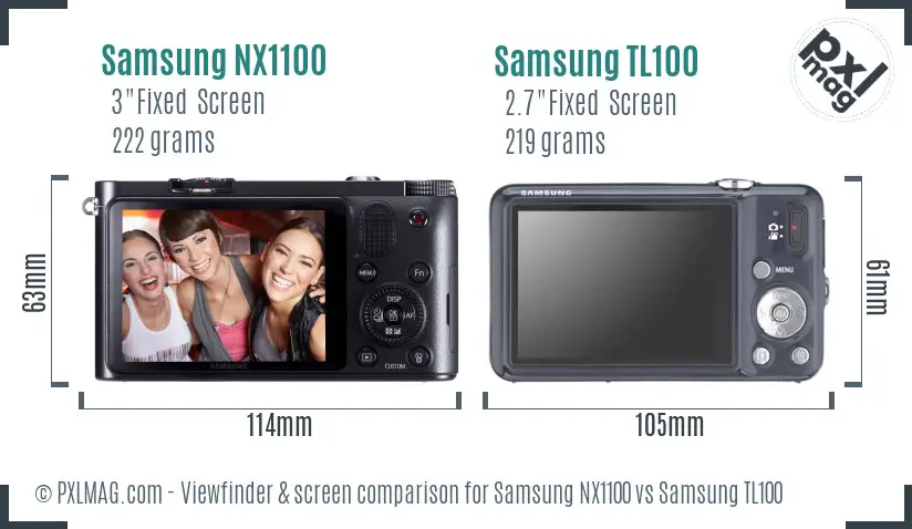 Samsung NX1100 vs Samsung TL100 Screen and Viewfinder comparison