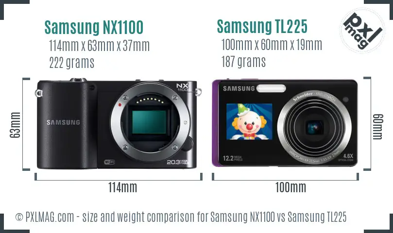 Samsung NX1100 vs Samsung TL225 size comparison