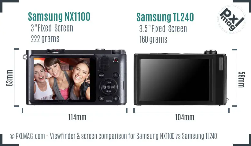 Samsung NX1100 vs Samsung TL240 Screen and Viewfinder comparison