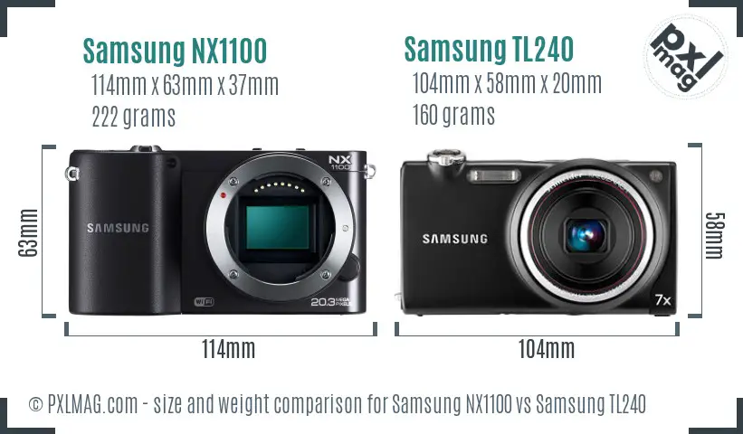 Samsung NX1100 vs Samsung TL240 size comparison