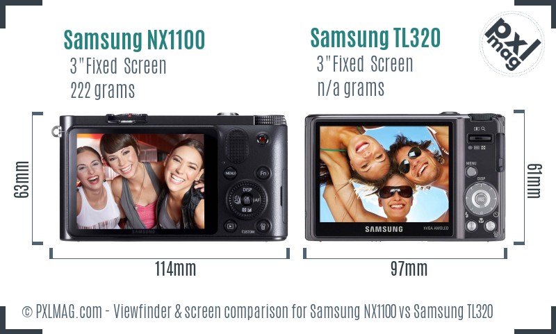 Samsung NX1100 vs Samsung TL320 Screen and Viewfinder comparison