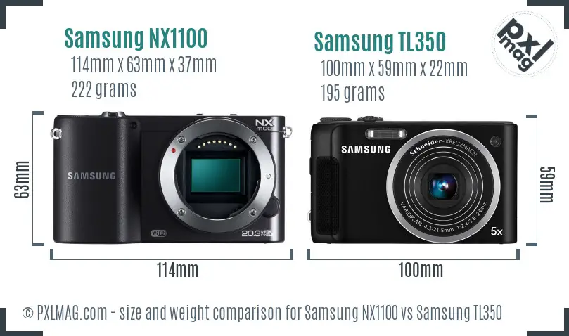 Samsung NX1100 vs Samsung TL350 size comparison