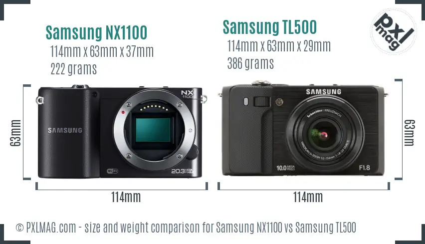 Samsung NX1100 vs Samsung TL500 size comparison