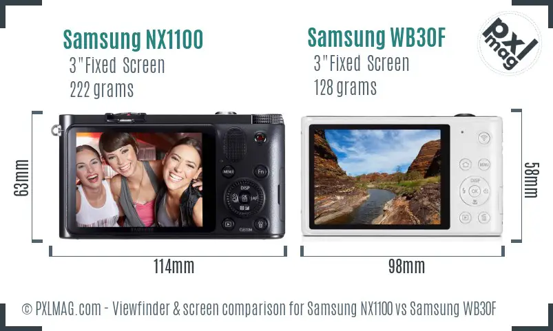 Samsung NX1100 vs Samsung WB30F Screen and Viewfinder comparison Samsung NX1100 vs Samsung WB30F Screen and Viewfinder comparison