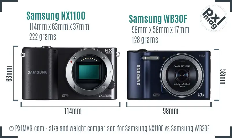 Samsung NX1100 vs Samsung WB30F size comparison Samsung NX1100 vs Samsung WB30F size comparison