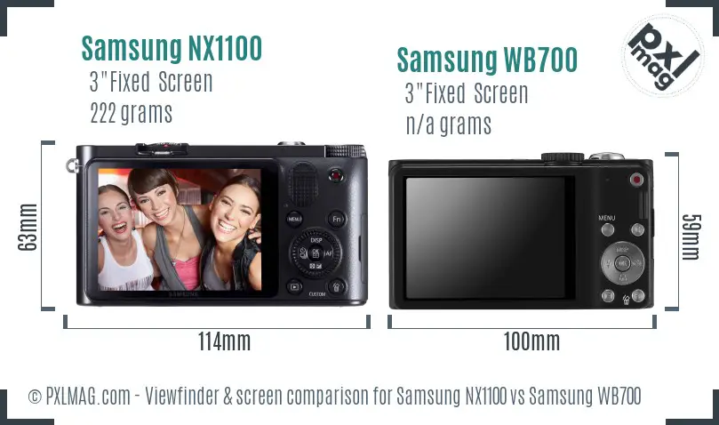 Samsung NX1100 vs Samsung WB700 Screen and Viewfinder comparison