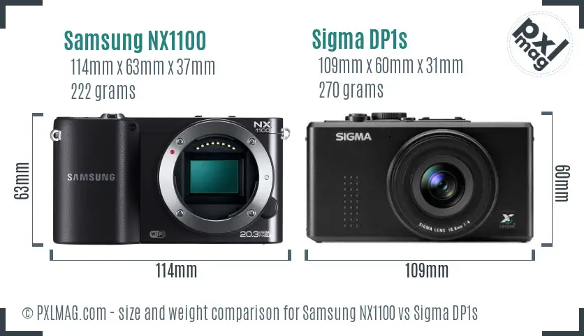 Samsung NX1100 vs Sigma DP1s size comparison