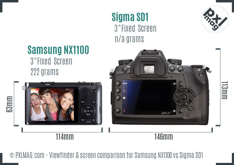 Samsung NX1100 vs Sigma SD1 Screen and Viewfinder comparison