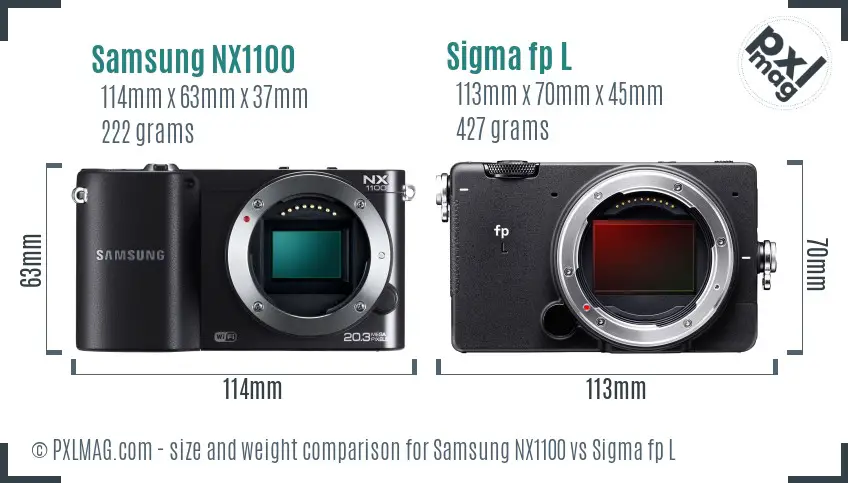 Samsung NX1100 vs Sigma fp L size comparison