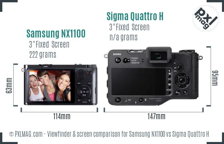 Samsung NX1100 vs Sigma Quattro H Screen and Viewfinder comparison