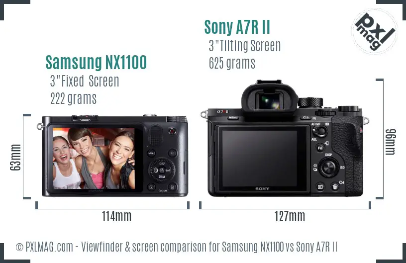 Samsung NX1100 vs Sony A7R II Screen and Viewfinder comparison