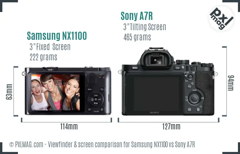 Samsung NX1100 vs Sony A7R Screen and Viewfinder comparison