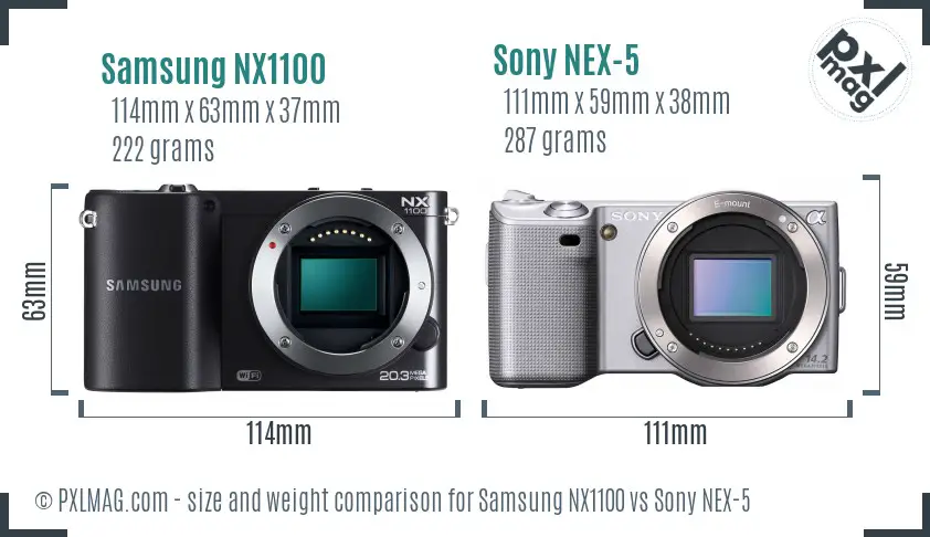 Samsung NX1100 vs Sony NEX-5 size comparison