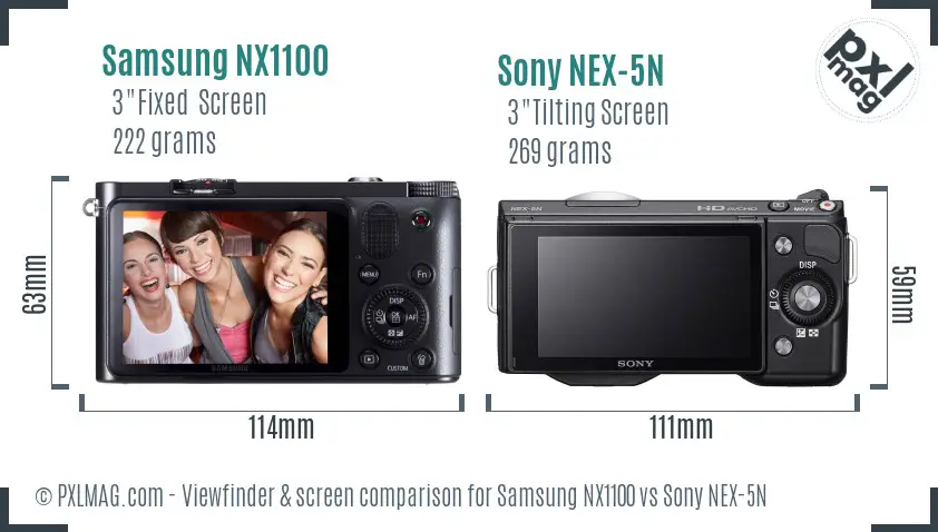 Samsung NX1100 vs Sony NEX-5N Screen and Viewfinder comparison