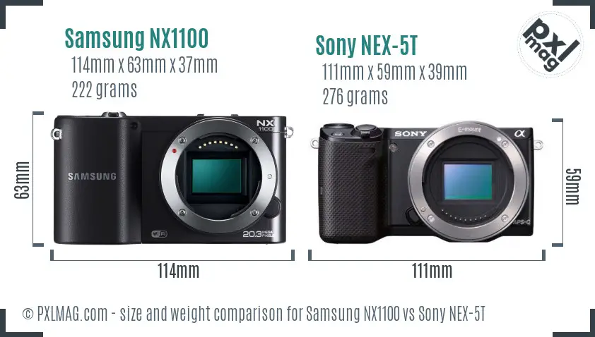 Samsung NX1100 vs Sony NEX-5T size comparison