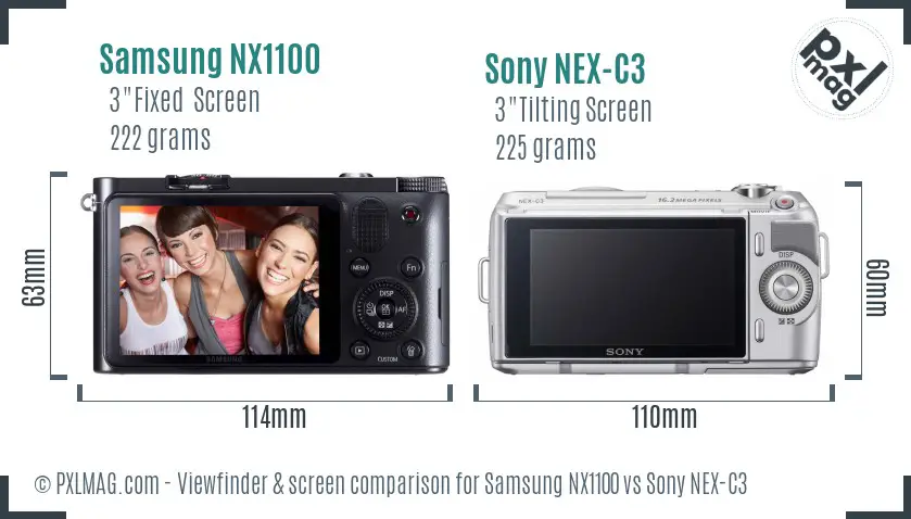Samsung NX1100 vs Sony NEX-C3 Screen and Viewfinder comparison