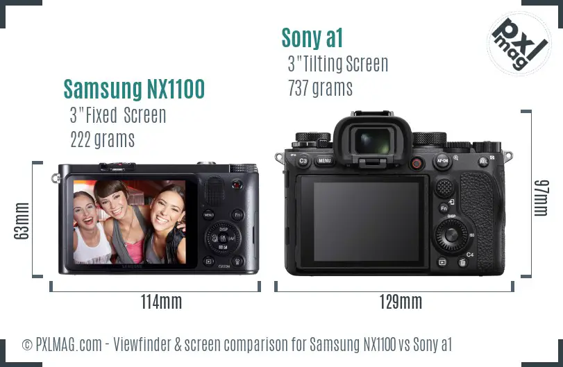 Samsung NX1100 vs Sony a1 Screen and Viewfinder comparison