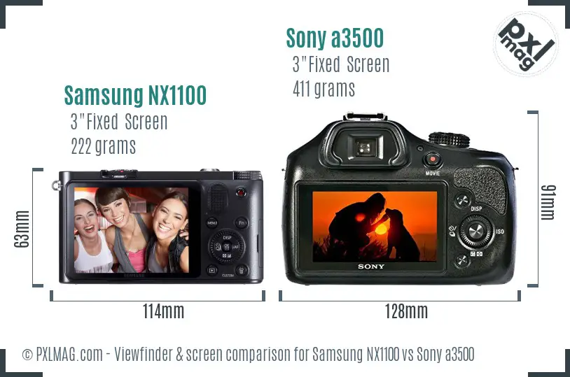 Samsung NX1100 vs Sony a3500 Screen and Viewfinder comparison