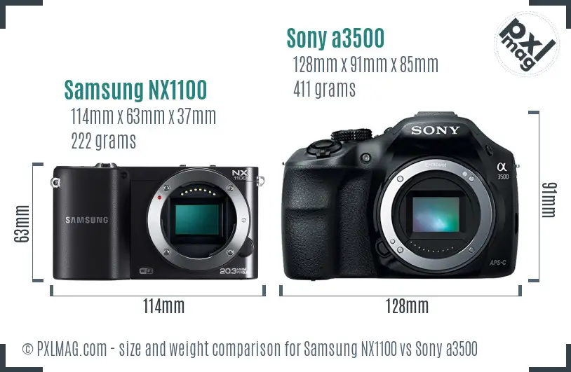 Samsung NX1100 vs Sony a3500 size comparison