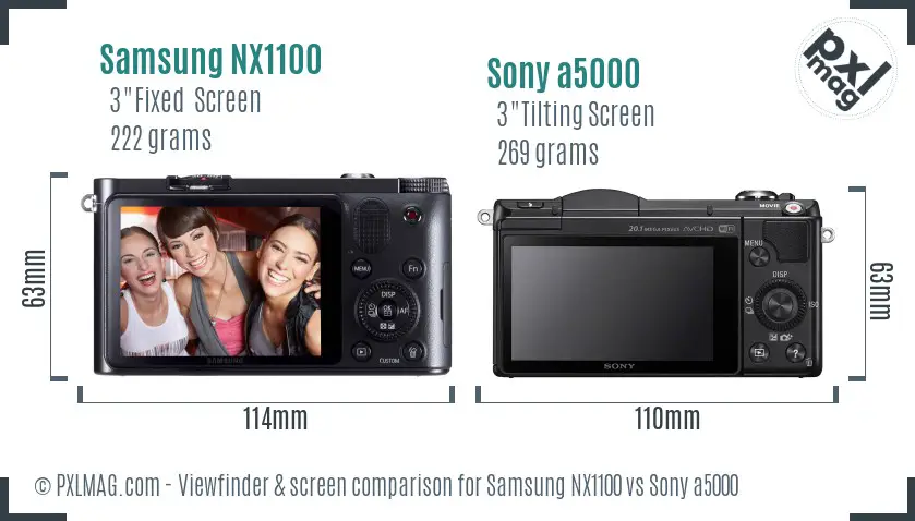 Samsung NX1100 vs Sony a5000 Screen and Viewfinder comparison