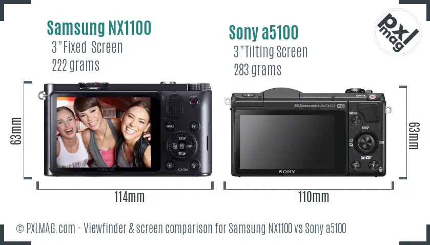 Samsung NX1100 vs Sony a5100 Screen and Viewfinder comparison