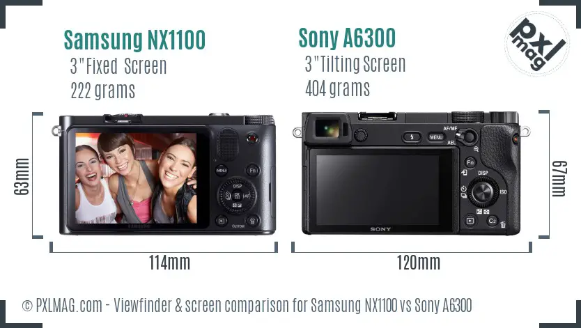 Samsung NX1100 vs Sony A6300 Screen and Viewfinder comparison