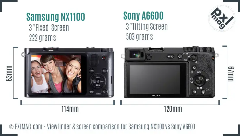 Samsung NX1100 vs Sony A6600 Screen and Viewfinder comparison