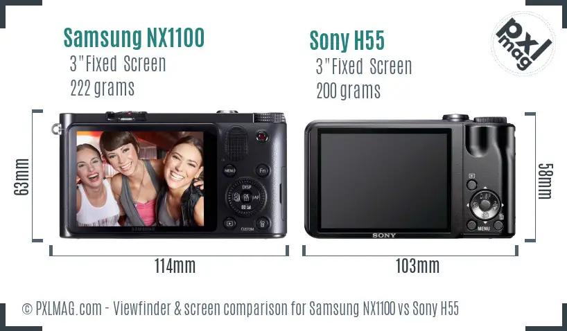 Samsung NX1100 vs Sony H55 Screen and Viewfinder comparison