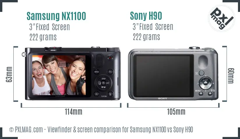 Samsung NX1100 vs Sony H90 Screen and Viewfinder comparison