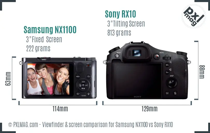 Samsung NX1100 vs Sony RX10 Screen and Viewfinder comparison