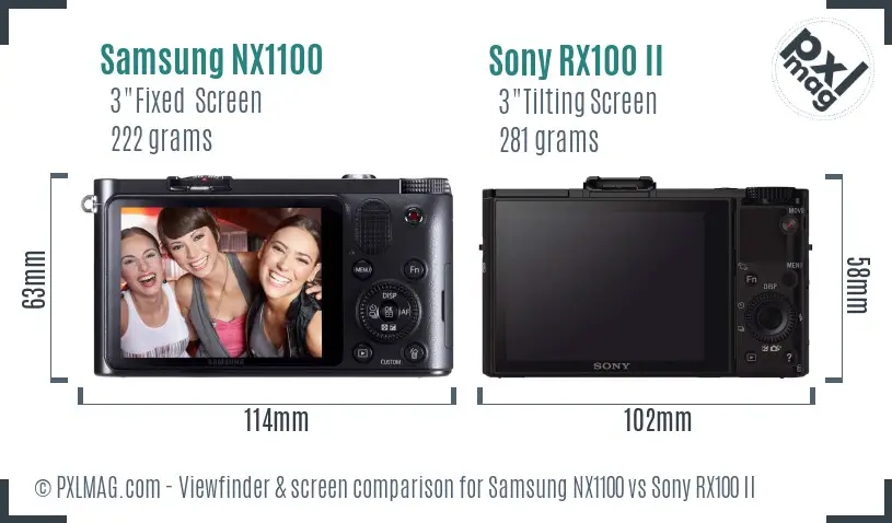 Samsung NX1100 vs Sony RX100 II Screen and Viewfinder comparison