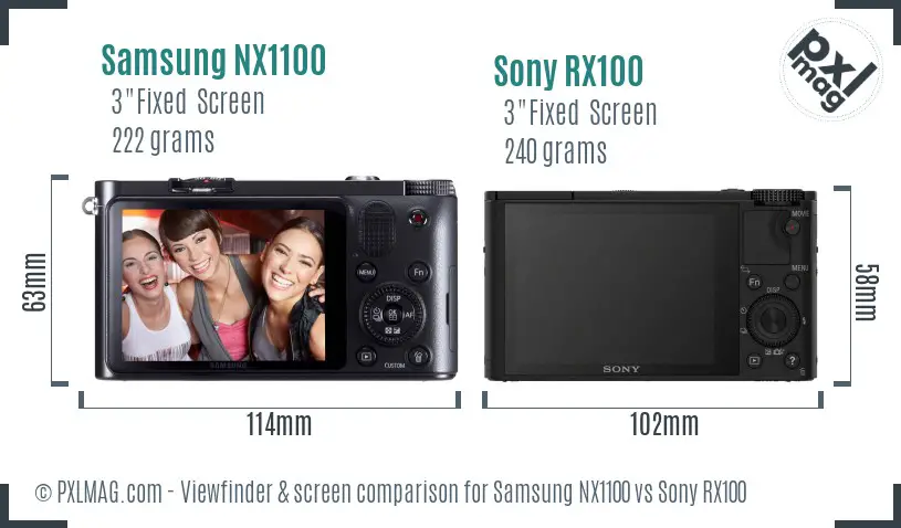Samsung NX1100 vs Sony RX100 Screen and Viewfinder comparison Samsung NX1100 vs Sony RX100 Screen and Viewfinder comparison