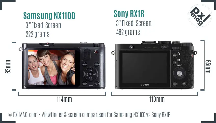 Samsung NX1100 vs Sony RX1R Screen and Viewfinder comparison
