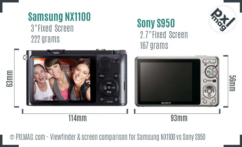Samsung NX1100 vs Sony S950 Screen and Viewfinder comparison