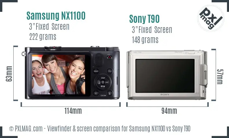 Samsung NX1100 vs Sony T90 Screen and Viewfinder comparison