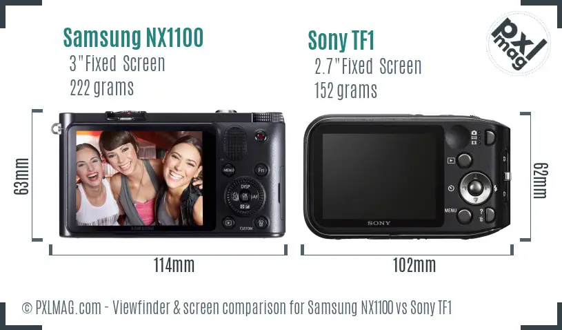 Samsung NX1100 vs Sony TF1 Screen and Viewfinder comparison